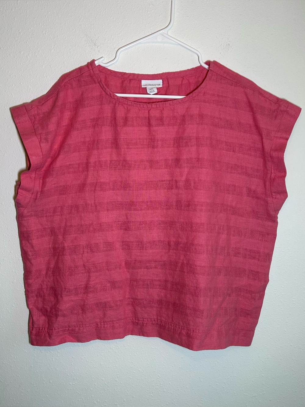 Liz Claiborne Linen Blend Top Women’s XXL Mauve Pink Short Sleeve Coastal Resort
